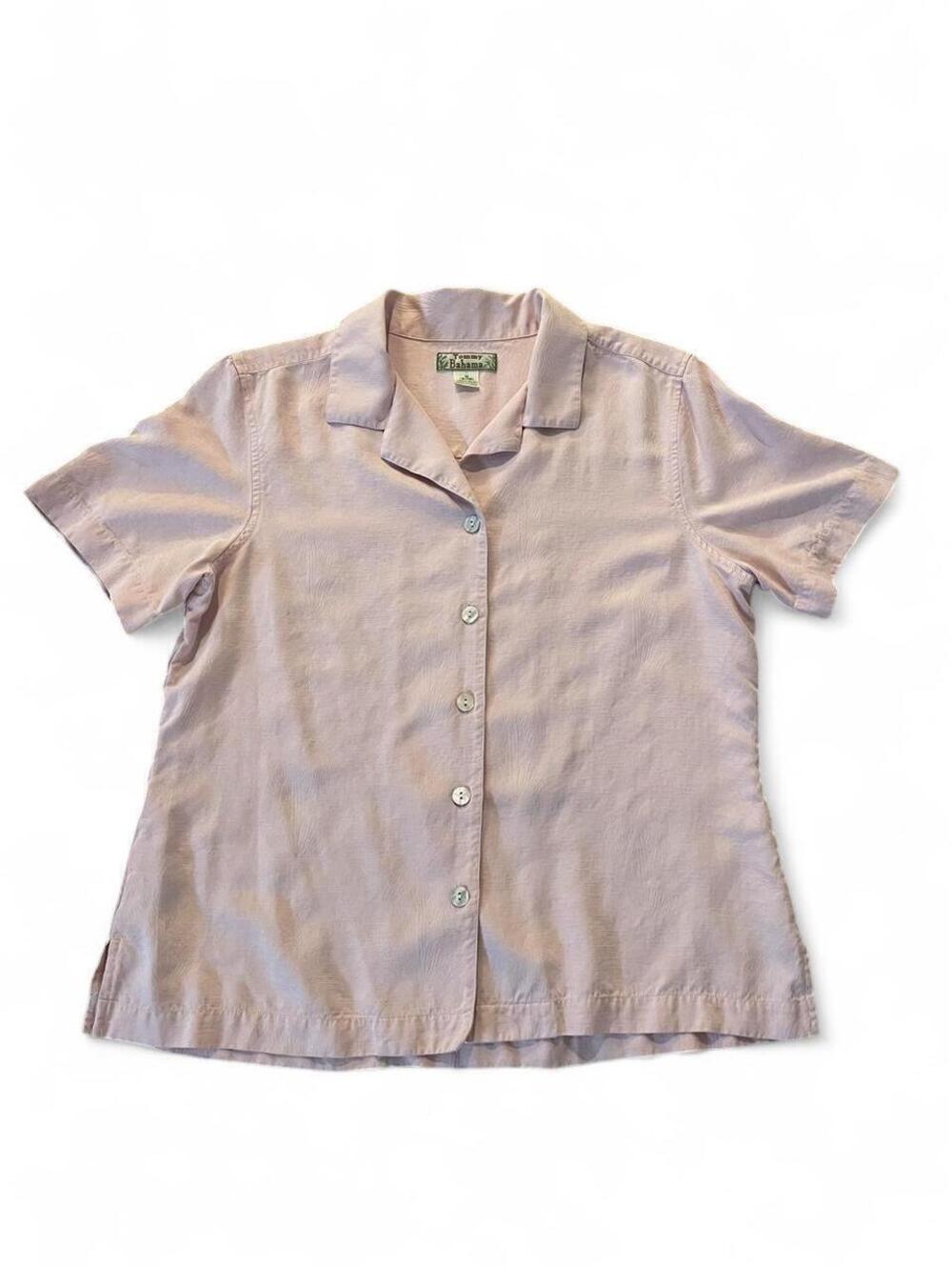 Tommy Bahama pink silk button-up shirt in a M